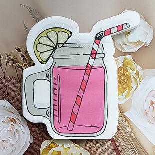 Cross Border Hot Sale Beverage Printed Napkins Shaped Tissue Party Decoration Disposable Printed Tissue Napkins