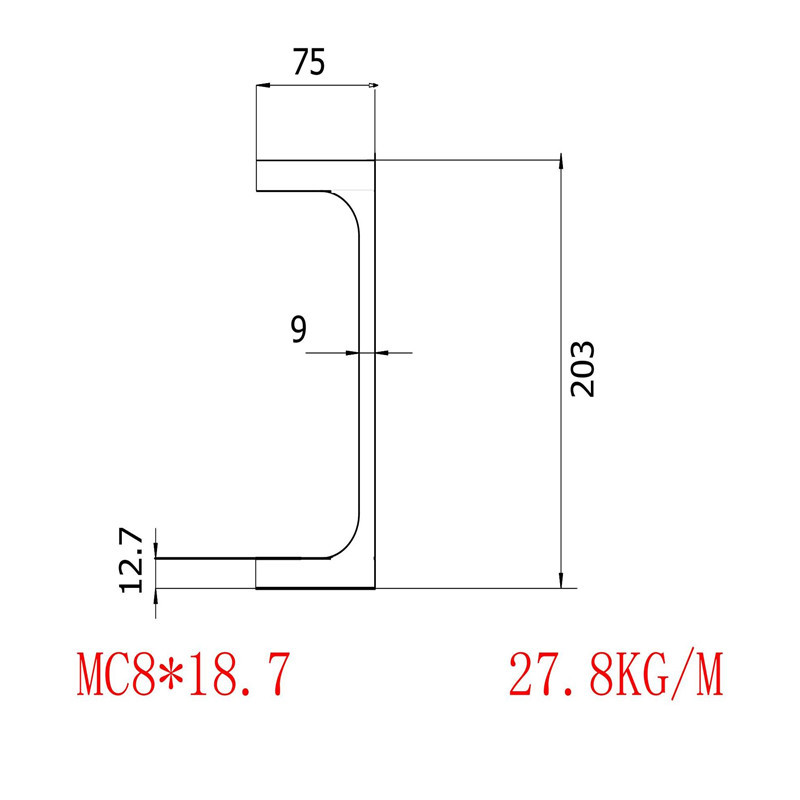 美标槽钢MC8x18.7理算重量批发零售价格