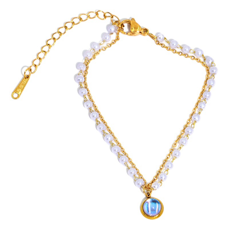 Japonés y coreano Internet celebridad retro ins simple pulsera de perlas de doble capa diseño de moda estilo frío pulsera de moda accesorios femeninos