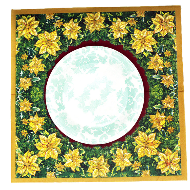 外贸创意圣诞节印花餐巾纸食品级原生木浆纸巾批发可来样定做