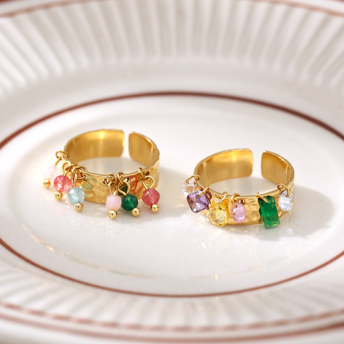 Anillo de acero inoxidable de la UE y los EE.UU. para mujeres no se desvanecen joyería de moda universal anillo de cristal de acero de titanio no se desvanece