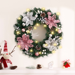 新しいクリスマスの花輪40cmの大きい花の松の果実の花輪の越境のシミュレーションの装飾の扉はクリスマスの祝日を掛けて花輪を配置します。