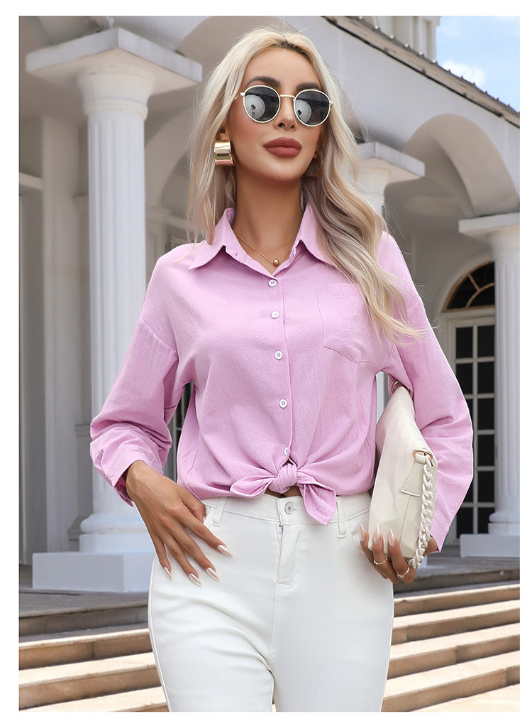 Women's Blouse Long Sleeve Blouses Casual Basic Solid Color display picture 7