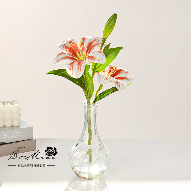Flores falsas de vidrio de agua falsas flores de lirio bonsai flor de moda decoración creativa plantación verde artificial simulación maceta image 4