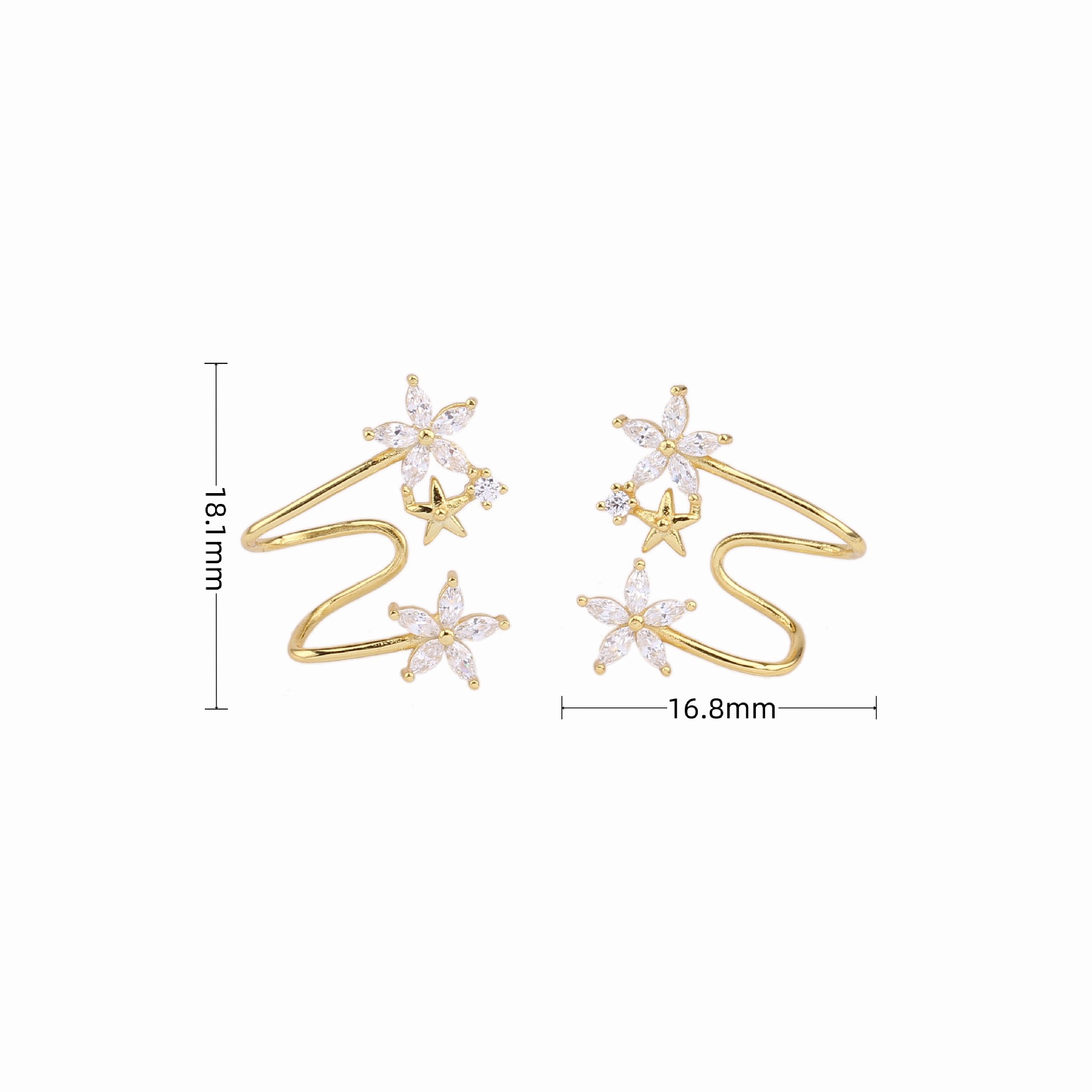 1 Pair Retro Sweet Flower Sterling Silver Plating Inlay Zircon White Gold Plated Gold Plated Ear Clips display picture 1