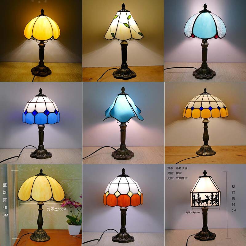 Tiffany Fashionable Bedroom Bedside Lamp Simple Modern Creative Lighting Art Stained Glass Living Room Table Lamp Tiffany Fashionable Bedroom Bedside Lamp Simple Modern Creative Lighting Art Stained Glass Living Room Table Lamp