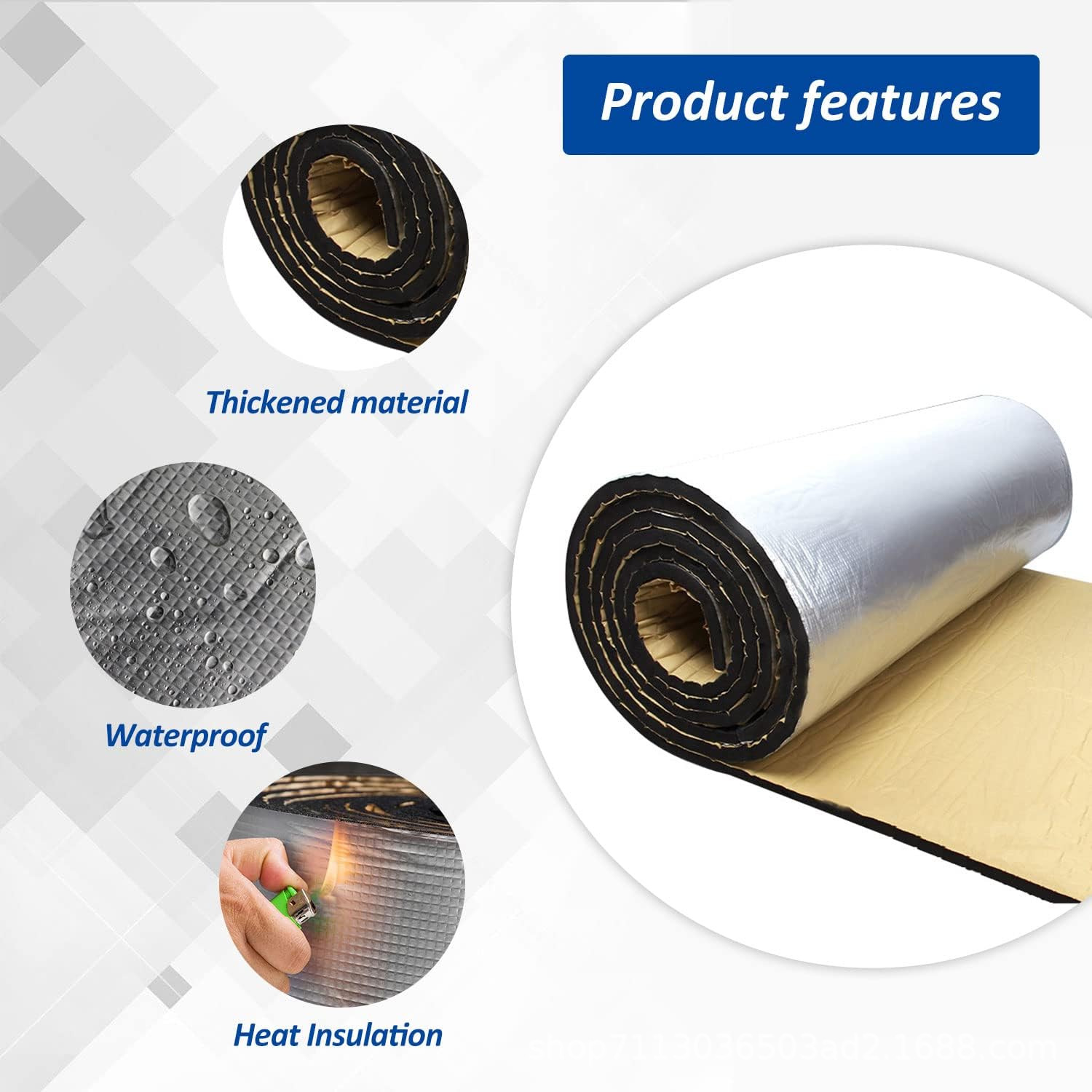 200*50 Car Soundproofing Insulation Mat 5-10mm Aluminum Foil Cotton Car Door Soundproofing and Heat Insulation Cotton with Adhesive Backing for Cross-Border Export