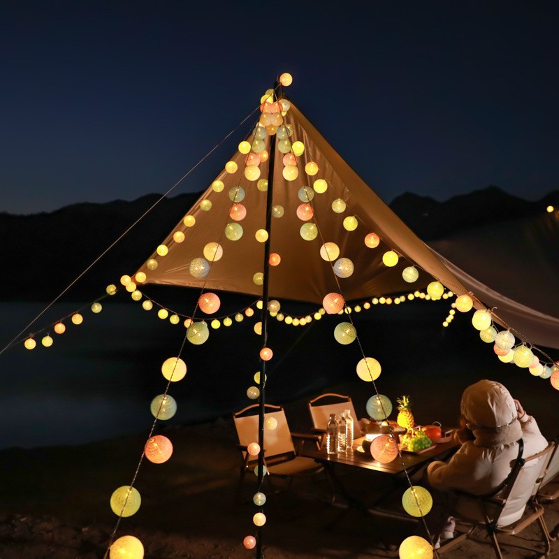 Luci a stringa a LED con palline di cotone - 300 lucine a LED per camerette, matrimoni, feste e decorazioni per la casa (alimentazione solare/a batteria/USB, IP43, certificazione CE)_voghion.com