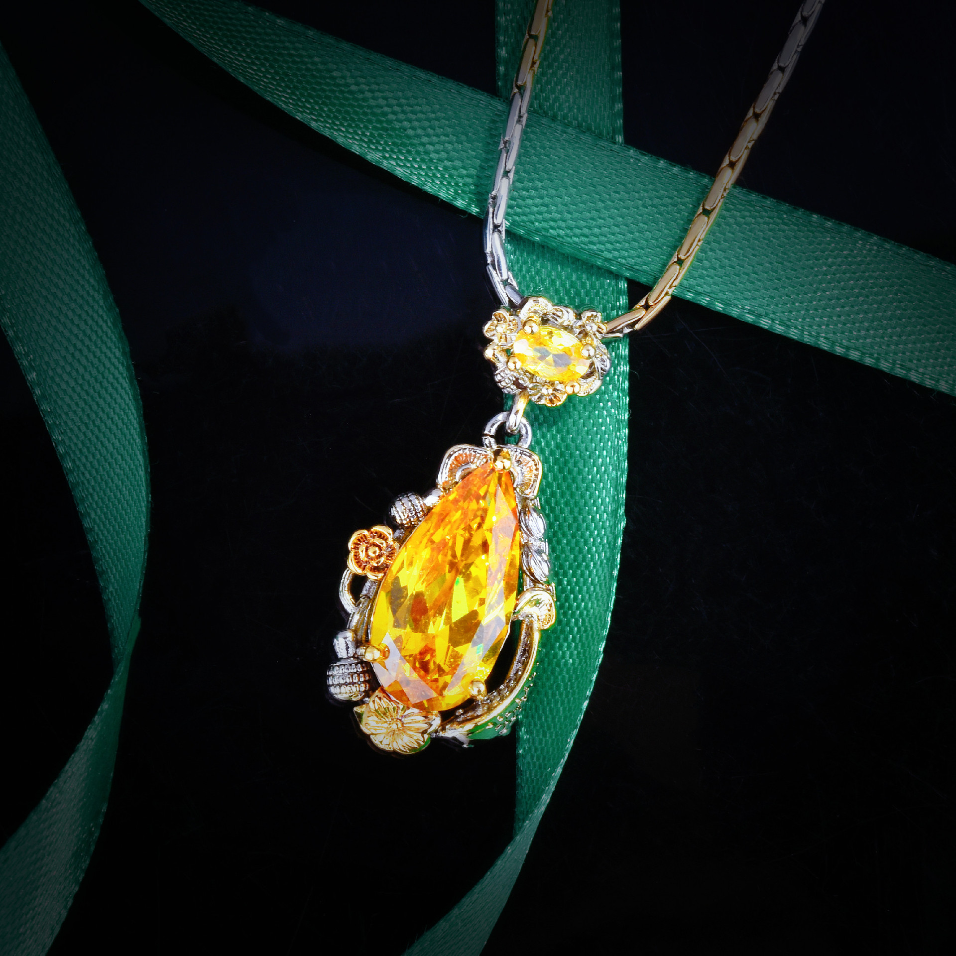 Fashion Water Droplets Copper Inlay Artificial Gemstones Womenu0027S Rings Earrings Necklace