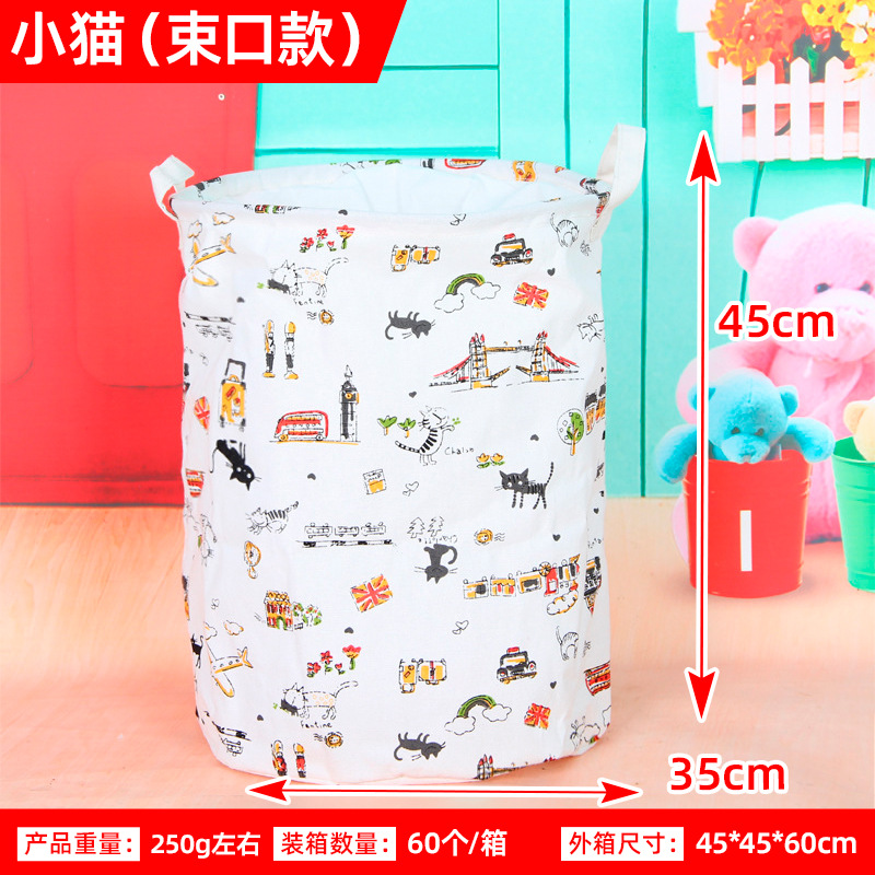 Creativo simple de algodón y lino de almacenamiento con cordón cesta de lavandería plegable juguete cesta de almacenamiento Cubo de almacenamiento fabricante