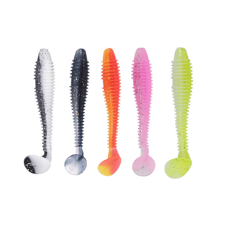 Factory wholesale two-color fat screw T-tail 7.5cm/2.8G Luya bait soft bait suitable for sea fishing cocked bass