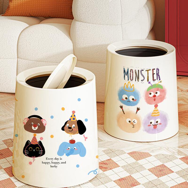 Living Room Trash Can for Home Use, Large Capacity Wastebasket for Bedroom, Creative and Cute with Handle, High Aesthetic Storage Bin, Dopamine Living Room Trash Can for Home Use, Large Capacity Wastebasket for Bedroom, Creative and Cute with Handle, High Aesthetic Storage Bin, Dopamine