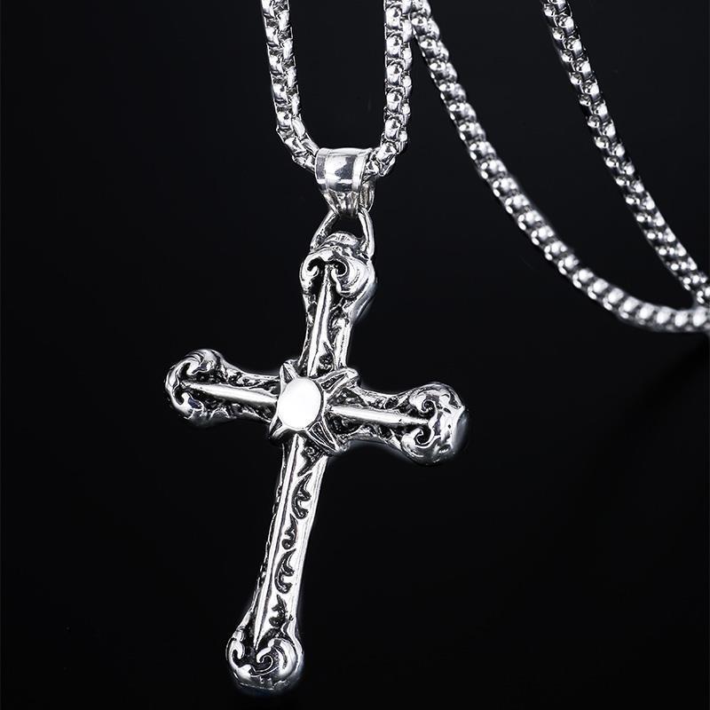 Personalized Cross Necklace For Men Titanium Steel Street Style_voghion.com