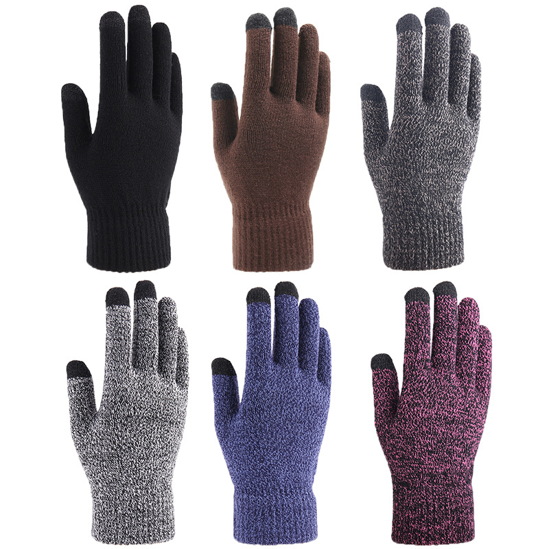 Nuevos guantes de punto caliente hombres y mujeres Otoño e Invierno lana gruesa guantes de pantalla táctil de lana gruesa