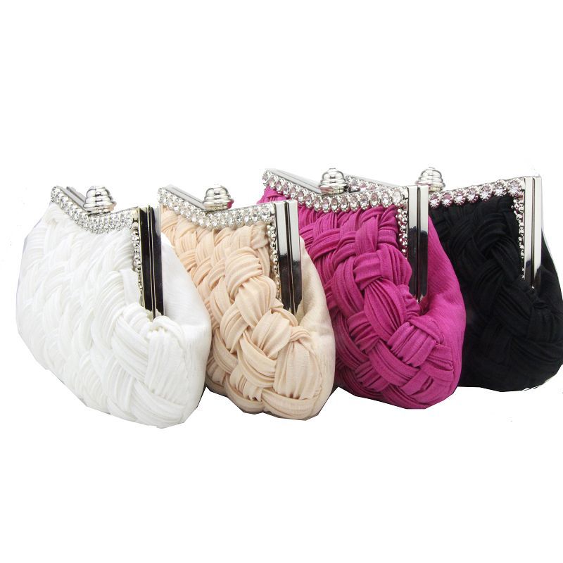 White Red Purple Polyester Solid Color Rhinestone Dumpling Shape Evening Bags display picture 5