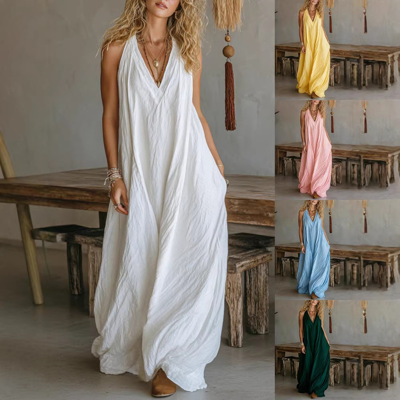 2026 Amazon European and American Cross-Border New Women's Clothing Casual Sleeveless Loose Pocket Long Dress for Women 2026 Amazon European and American Cross-Border New Women's Clothing Casual Sleeveless Loose Pocket Long Dress for Women