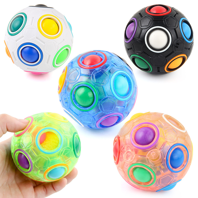 Stem cross-border source candy-colored Rubik's Cube Rainbow Ball 12-hole pressing anti-anxiety novelty decompression toy