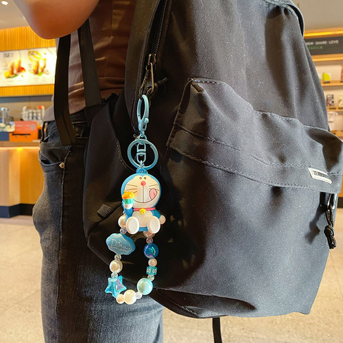 Genuine Doraemon Dessert Party Three-dimensional Jingle Cat Doll Bead Chain Keychain Case Bag Pendant Source
