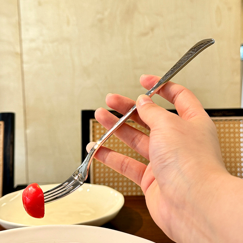 Chockmen18/10 tenedor de comida occidental de acero inoxidable cuchara de comida occidental patrón de martillo engrosamiento postre tenedor cuchara té de la tarde tenedor de fruta