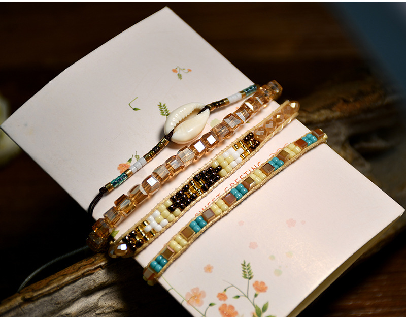 Ethnic Style Geometric Crystal rope Shell Beaded Sequins Womenu0027S Bracelets