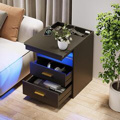 Ledライトベッドサイドキャビネット越境アマゾンamazon寝室軽豪華工場卸売プレート式組立ベッドサイドキャビネット