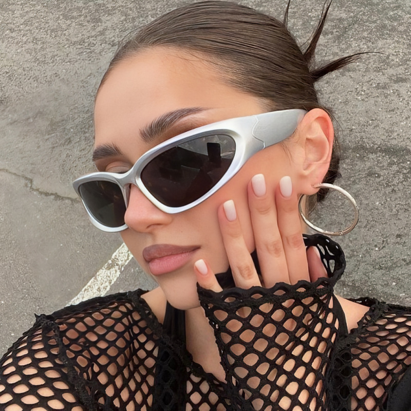 Sunglasses Classification PC, UV400 Protection Lens Material Y2K Irregular Color Block PC UV400 Protection Oval Frame Full Frame Women's Sunglasses