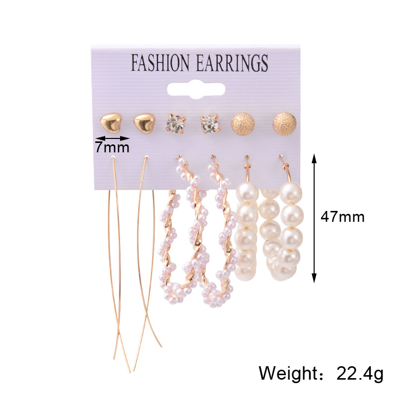 Fashion Round Heart Shape Alloy Plating Inlay Rhinestones Pearl Womenu0027S Earrings 1 Set