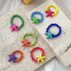European and American Fashion Hand-woven Starfish Bead Jewelry Accessories Ring Glass Rice Bead Ring Wholesale