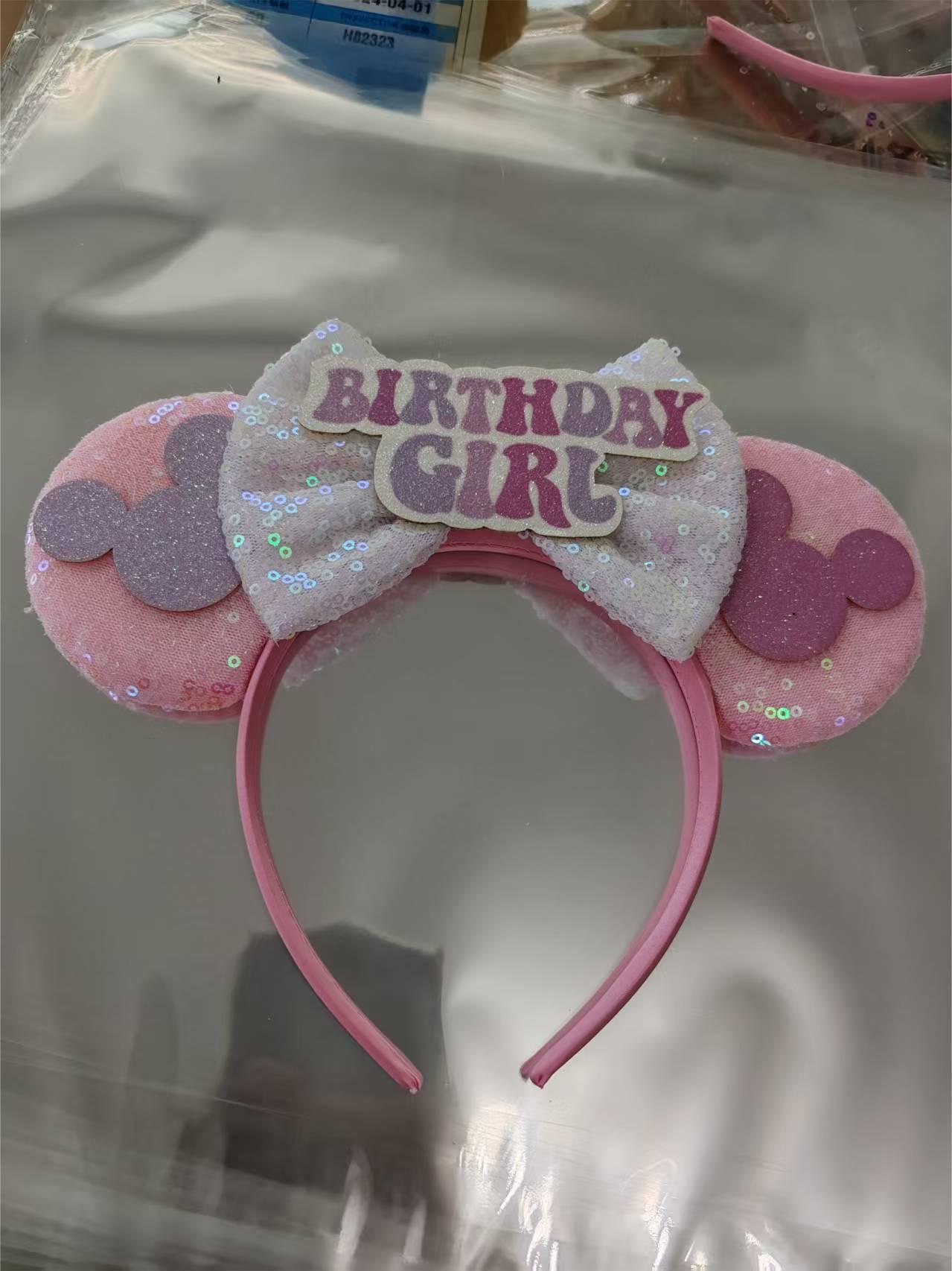 2025 Cross-Border Mickey Hair Accessories Embroidered Bow Party Headband Amusement Park Festival Headband Children's Headband