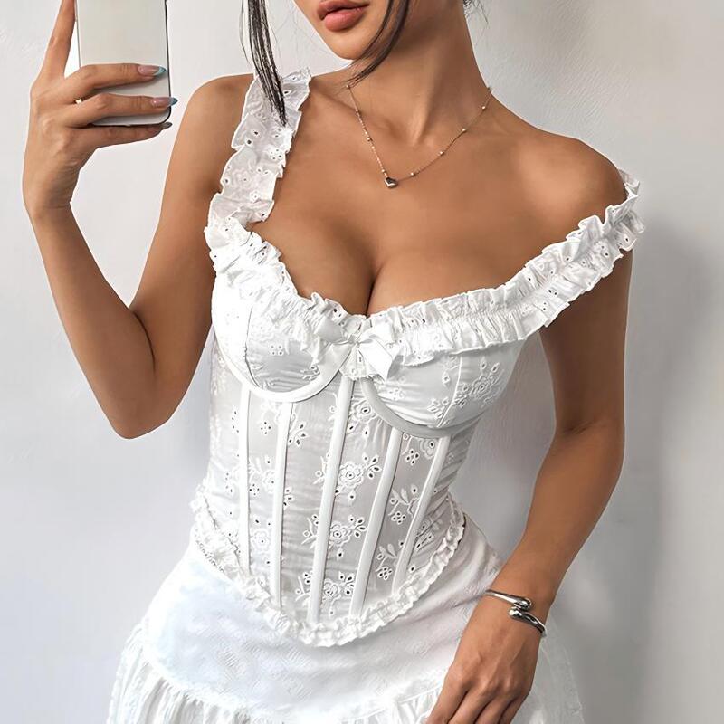 Cross-Border Export Pure Color French Niche Gentle and Sweet Age-Reducing Girly Style Fishbone Bra Pure Desire Vest 71098
