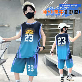 男童夏装套装篮球服2025新款中大儿童夏季短袖两件套运动速干衣服