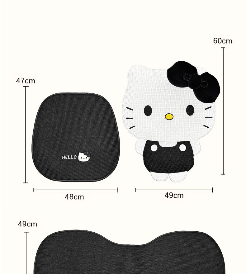 Car seat cushion, universal for all seasons, summer cool linen breathable non-slip cartoon hellokitty car seat cover