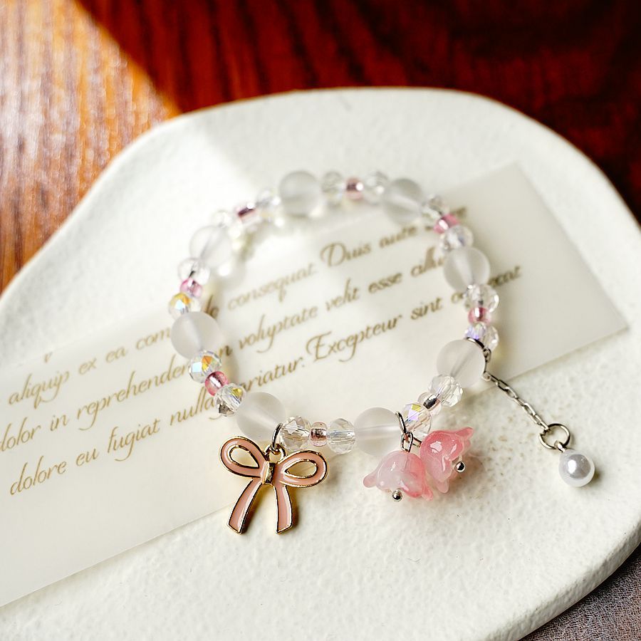 Cute Bow Knot Alloy Beaded Flowers Bracelets