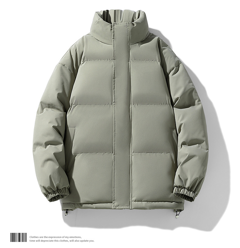 Men's Winter Couple Stand Collar Outdoor Cotton Coat Thickened Warm Solid Color Trendy Brand Plus Size Puffer Jacket_voghion.com