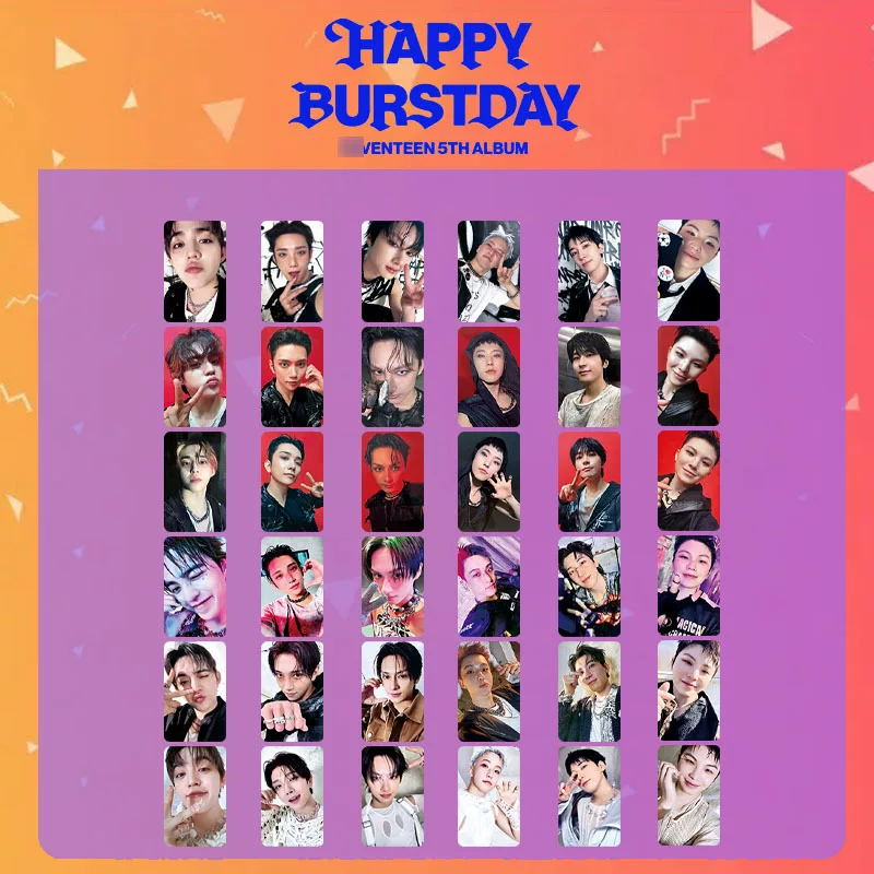Набор фотокарточек SEVENTEEN HAPPY BURSTDAY, 54×85 мм, 6 шт., двусторонняя ламинация, бумага 300 г