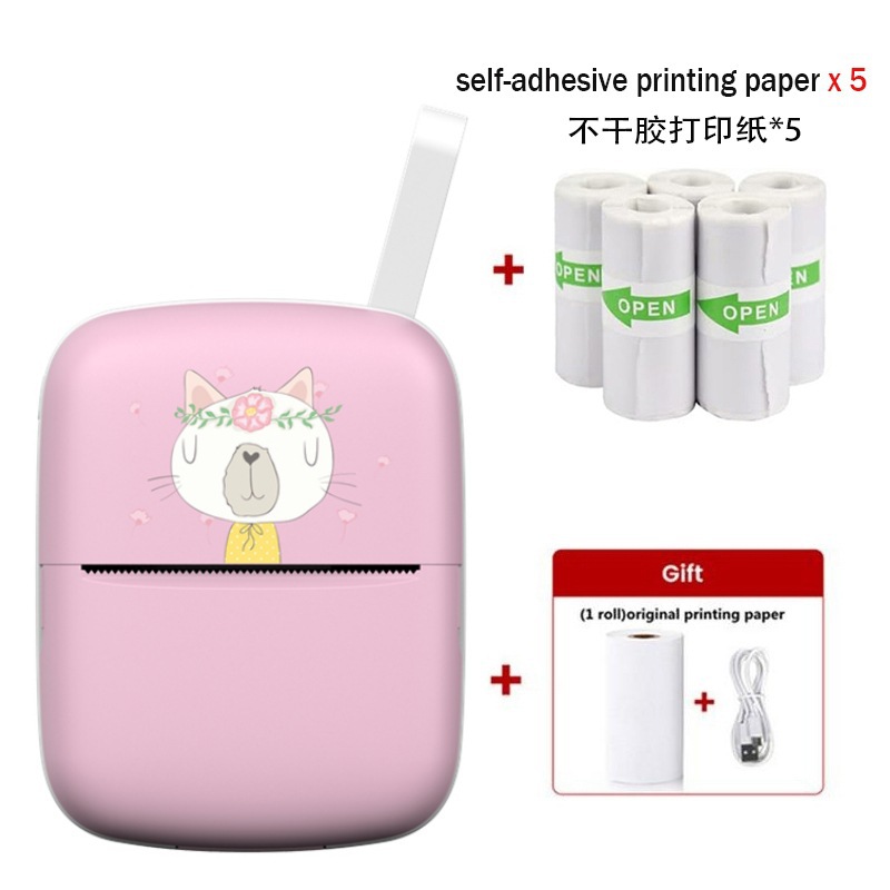 Mini impresora portátil transfronteriza de bolsillo Bluetooth inalámbrica conectable impresora adhesiva sensible al calor doméstica