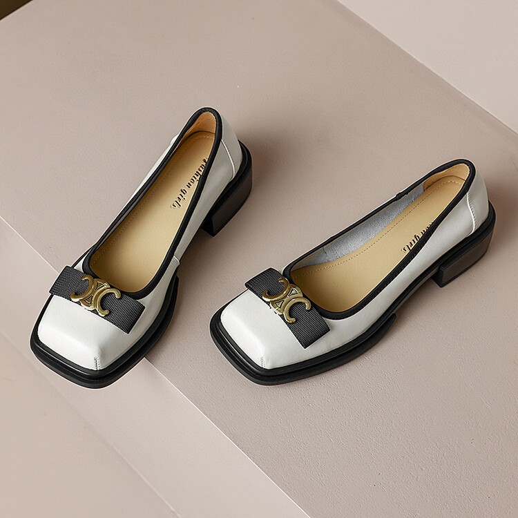 牛皮高定版 成都手工真皮断码特价女鞋 方头中跟浅口单鞋大码42