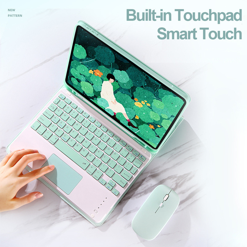 Suitable for Ipad10.2 Swiss French Touch Bluetooth Keyboard Air4 Pen Slot Protective Cover 2020Pro11 Shell 9.7