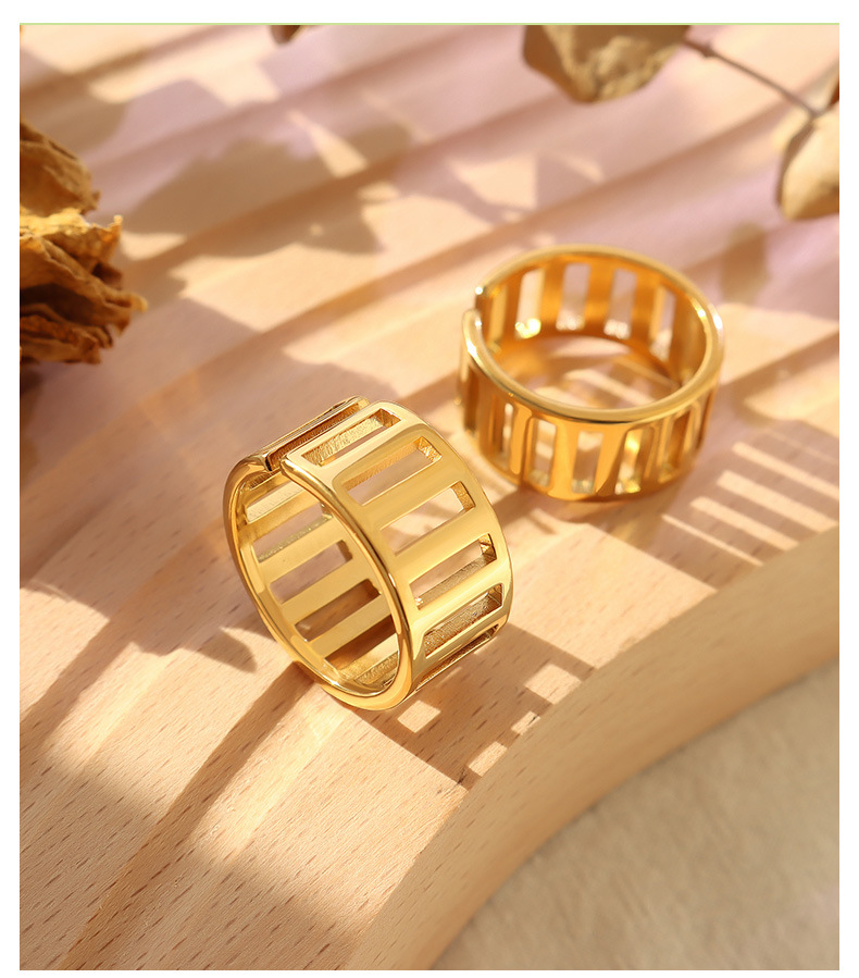 hollow open ring non-fading stainless steel 18k gold plated tail ring