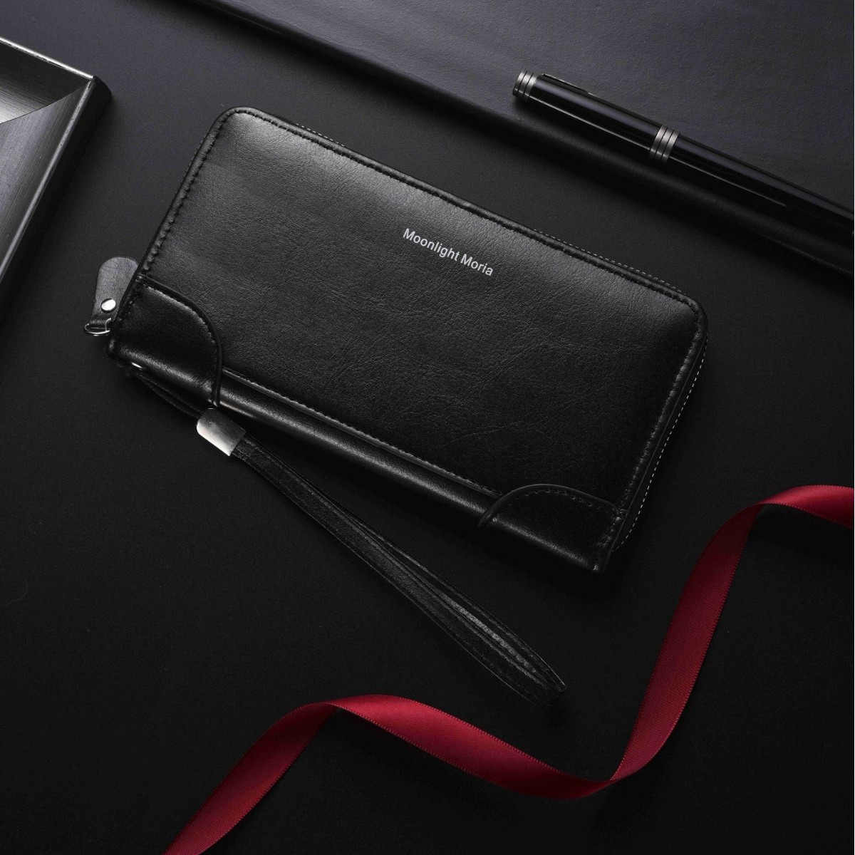 Pochette da uomo retrò con cerniera, borsa a mano multifunzionale a busta lunga, portafoglio_voghion.com