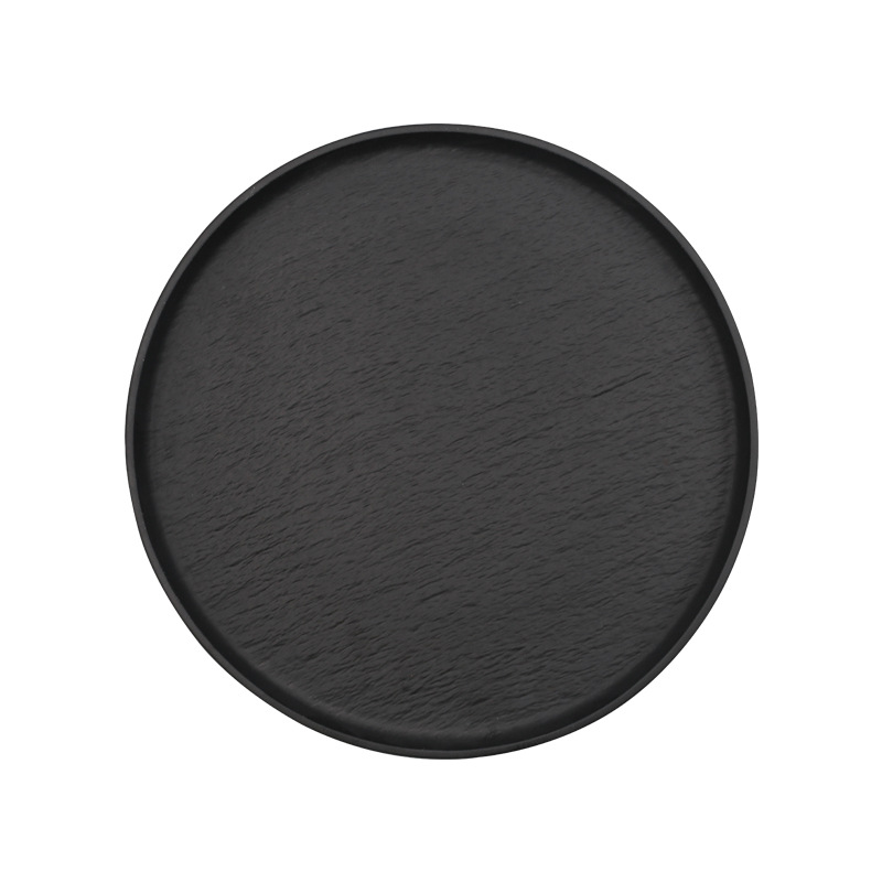 Plato de carne de pasta occidental Plato de ensalada lateral recto creativo Plato de cerámica blanco y negro esmerilado Plato de cocina casera transfronterizo