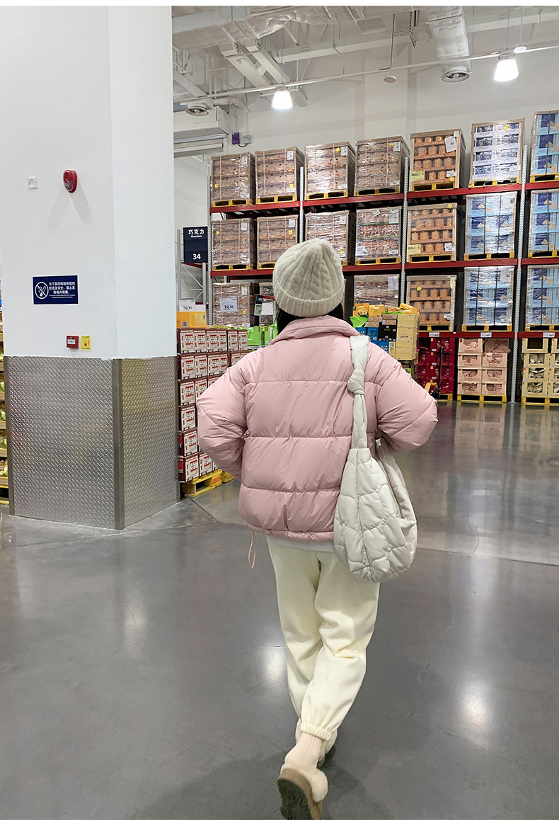 Katoenen jack dames korte 2023 winter nieuwe stijl kleine staande kraag donsjack verdikte katoenen damesjack_voghion.com