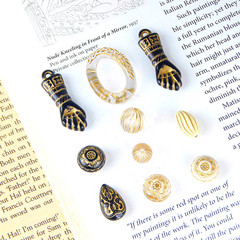 復古VINTAGE巴洛克描金花朵手臂南瓜圓珠DIY手作飾品耳環配件材料