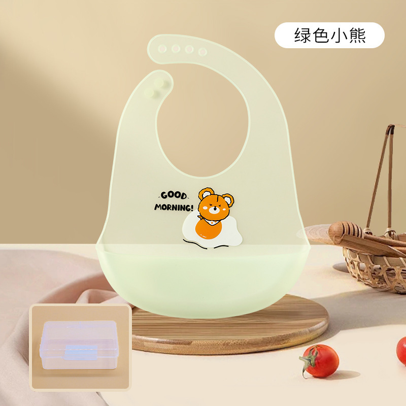 新しいベビーシリコンよだれかけ、夏の離乳食サプリメント、唾液袋、子供用の軽くて薄い防水よだれかけ|undefined