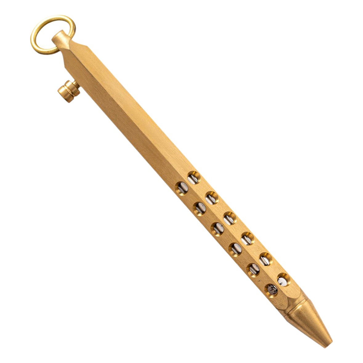 Fabricante en stock vintage latón perno pluma táctica Bolígrafo De Metal pluma de regalo de negocios con agujero bolígrafo al por mayor