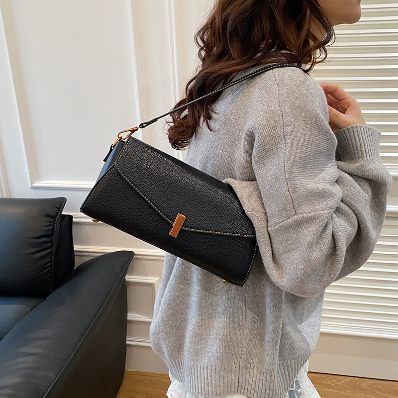 Borsa a spalla retrò da donna, borsa baguette versatile ed elegante_voghion.com