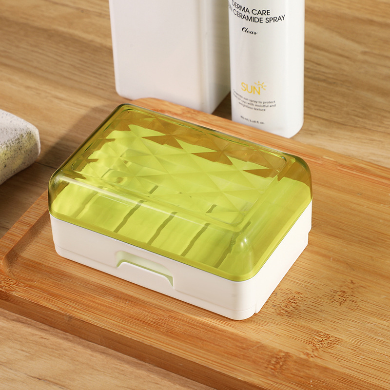 Doble capa de jabón caja de jabón dormitorio con cubierta caja de jabón caja de jabón bandeja diseño impermeable