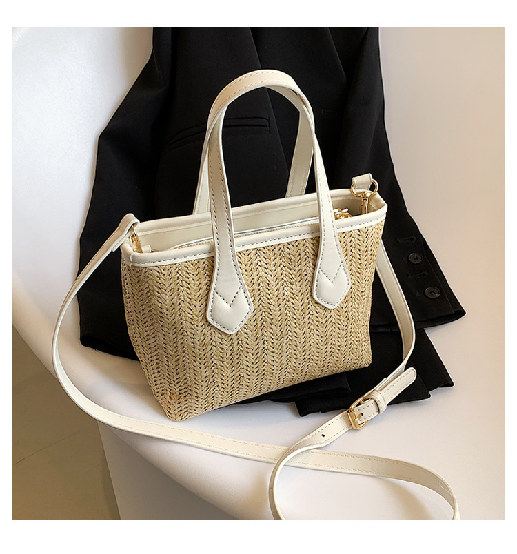 Fashion Solid Color Zipper Straw Bag display picture 4