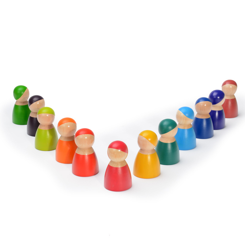 Rainbow villano bloques de construcción desarrollo intelectual infantil 1-6 años jardín de infantes madera arco iris bloques de construcción ensamblados juguetes educativos