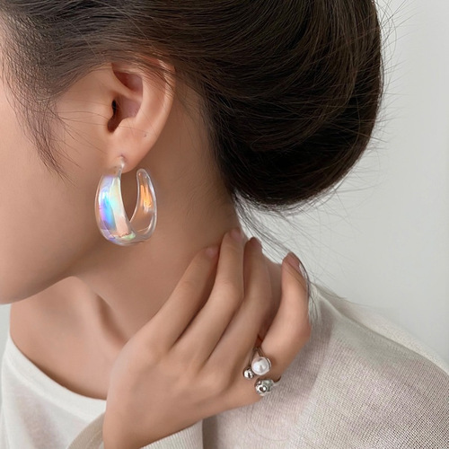  New Colorful Hong Kong Style Earrings for Women Trendy, Niche, Light Luxury, High-End, Personality, High-Profile Cold Style Earring Accessories